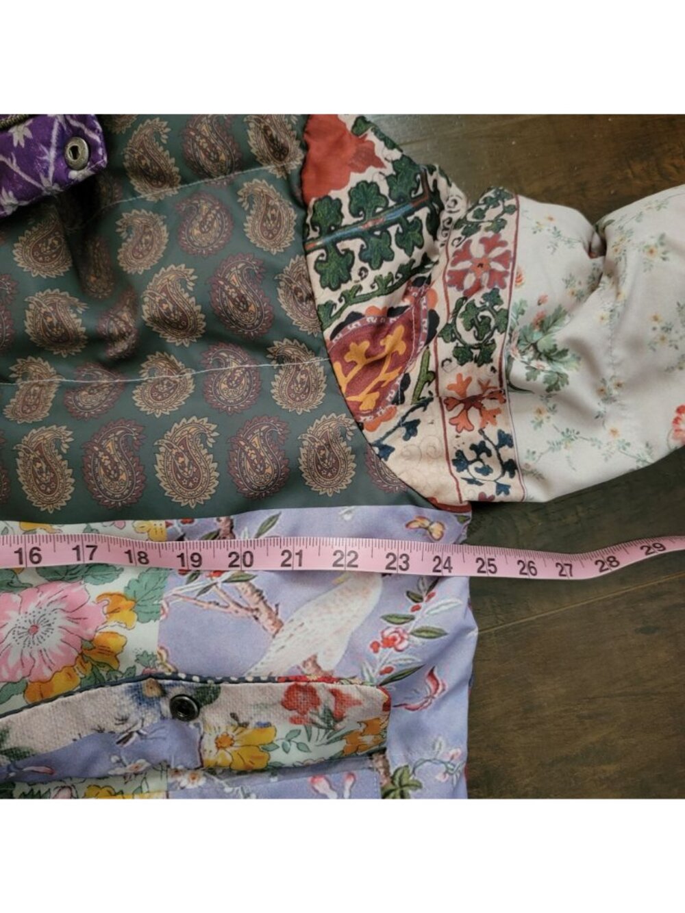 Free People Found Multi Print Garden Puffer Jacket Vintage Patchwork Womens S - Picture 5 of 11
